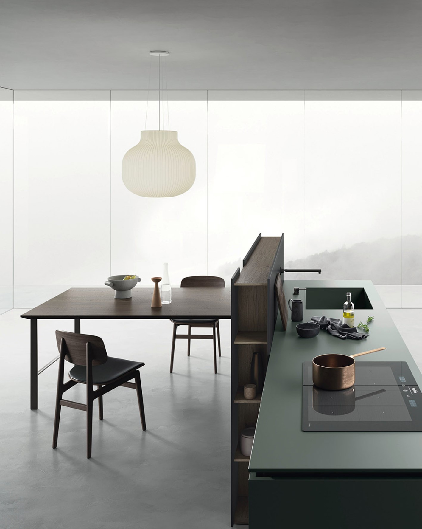 Cucina ad isola con tavolo